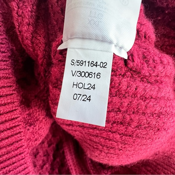 New Banana Republic Burgundy Turtleneck Cable Knit Sweater Wool XXL Fisherman - Picture 7 of 10